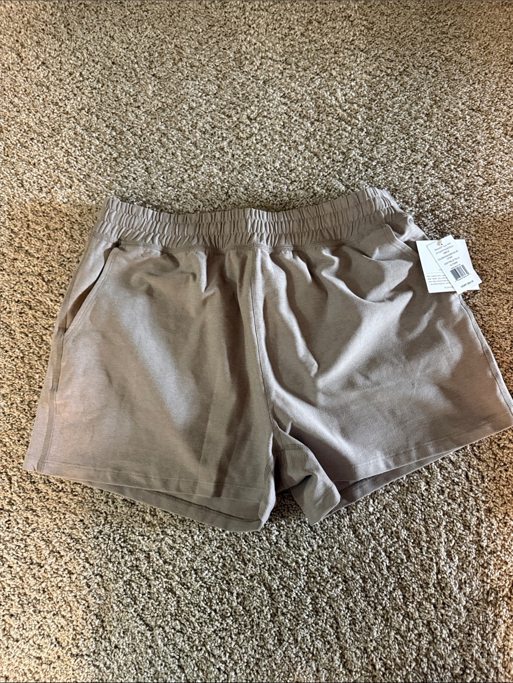 Beyond Yoga Women's Taupe Elastic-Waist Athletic Shorts